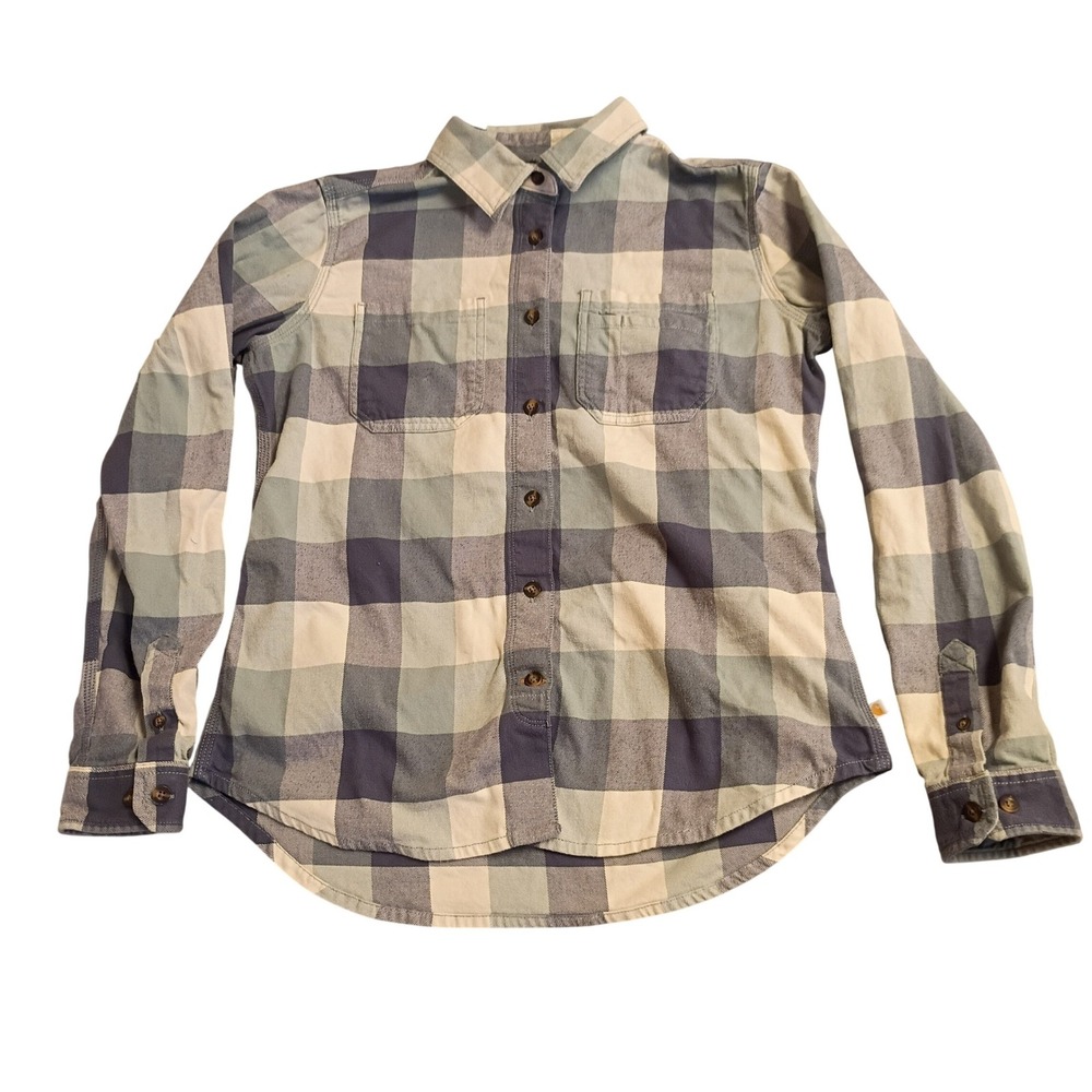 Carhartt Button Up Shirt Womens S Blue Plaid Long Sleeve 104516 BLS Workwear